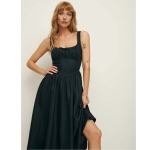 Reformation Balia Black Linen Dress Sz 2